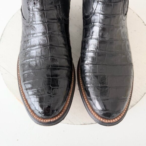 Rod Patrick Womens Cowboy Boots Black Caiman Leather Size Left 9.5B Right 10B - Picture 7 of 13
